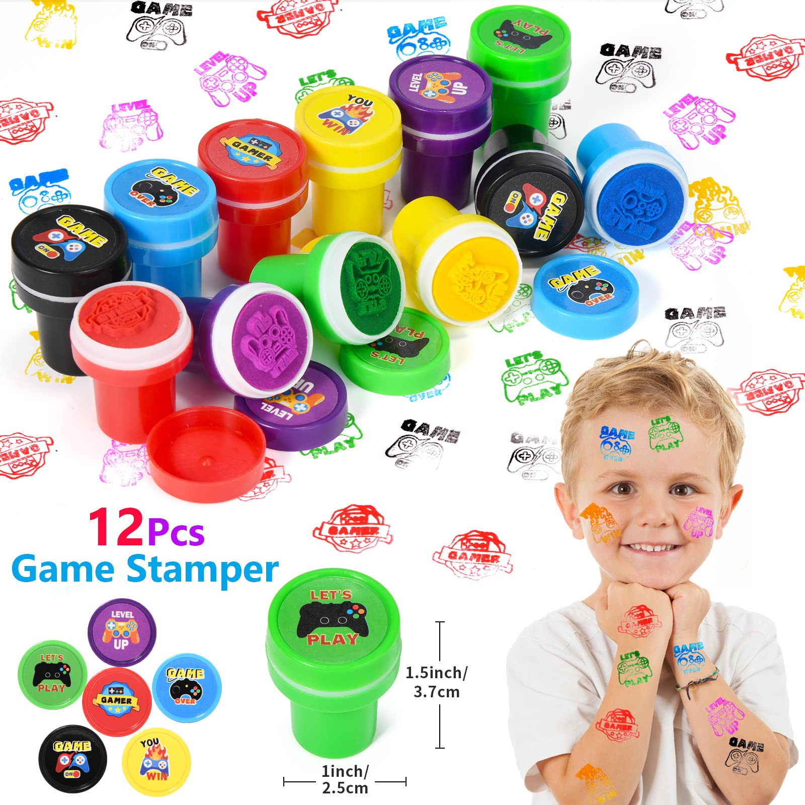 Winrayk Video Game Party Favors Gamer Birthday Supplies Kids, Invisible Ink Pen Notebook Gift Bag Stamper Bracelet Keychain Sticker Pinata Goody Stuffer Teen Girl Boy Game On Gaming Party Favors Decor