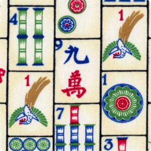 Oriomont Mahjong Tiles Fabric for Quilting by The Yard