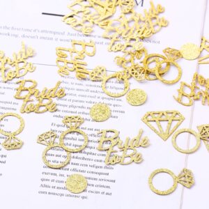 Bridal Shower Decorations 300pcs Table Glitter Confetti for Engagement Party Decor Bride to be,Diamond,Ring and Circle Gold Paper Confetti for Wedding Bachelorette Party Favors (Gold)