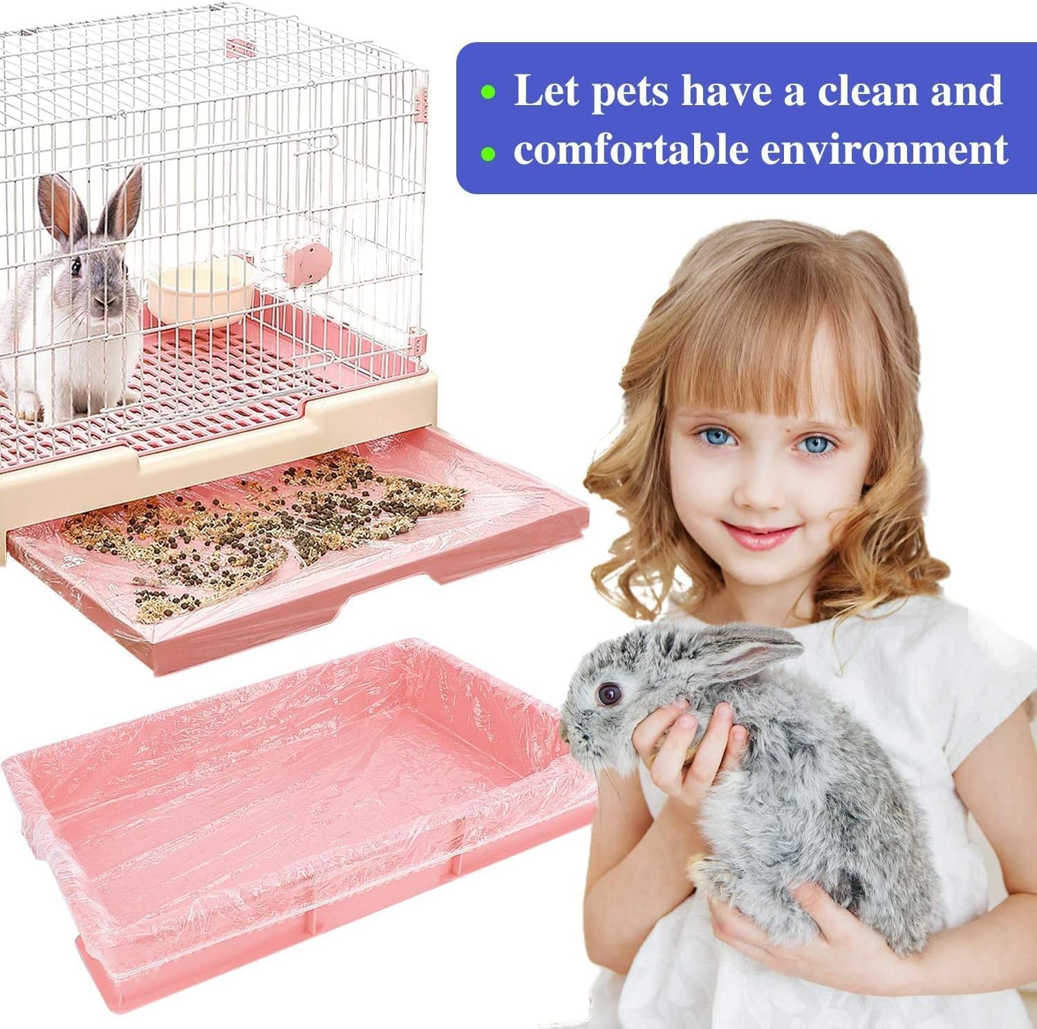 upcessory 100 pcs Disposable Cage Liners, Clear Plastic Rabbit Cage Liner Bag, Universal Toilet Film for Bunny, Hamster, Totoro, Hedgehog, Guinea Pig and Small Animals