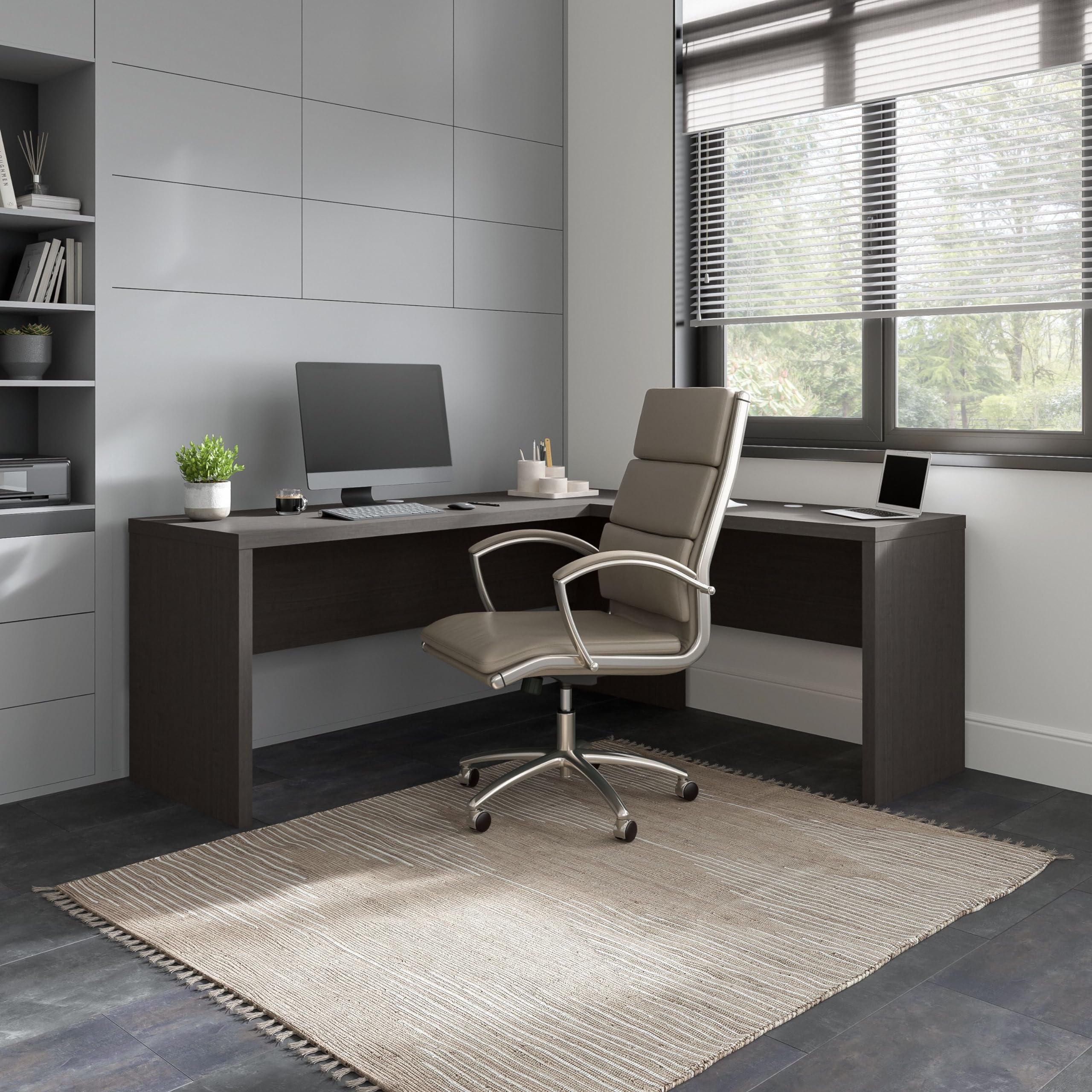 Bush Business Furniture Echo L Shaped Computer Desk, 72W, Charcoal Maple