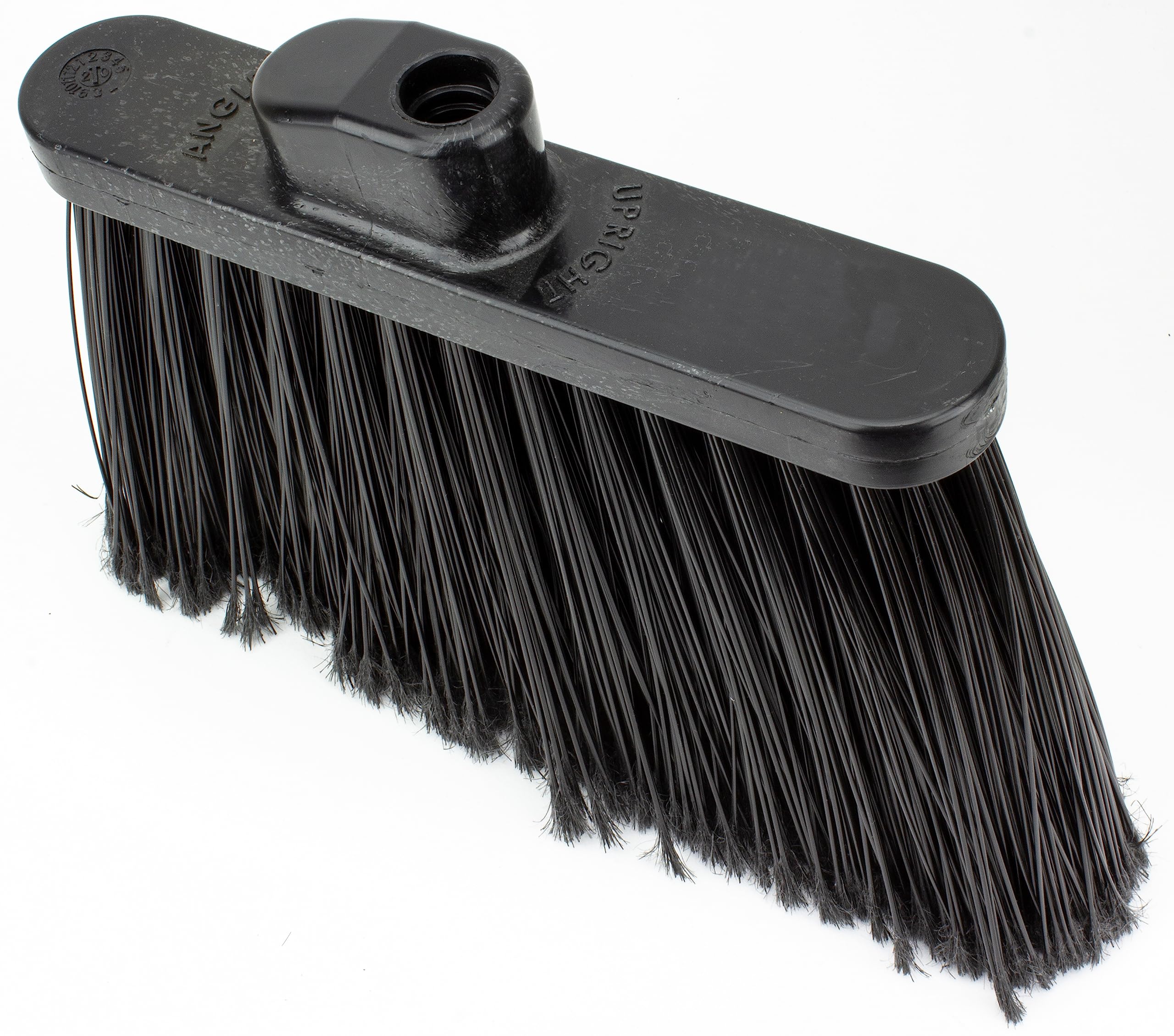 SPARTA Plastic Broom Head, Angled, Flagged for Small Debris Indoor, Outdoor, Home, Restaurant, Lobby, Office, 12 Inches, Black