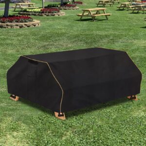 Bitubi 70 / 72 Inch Waterproof Picnic Table Cover With Bench Covers,Classic Black Wind Dust Proof Anti-UV, 72”Outdoor Cover For Picnic Table