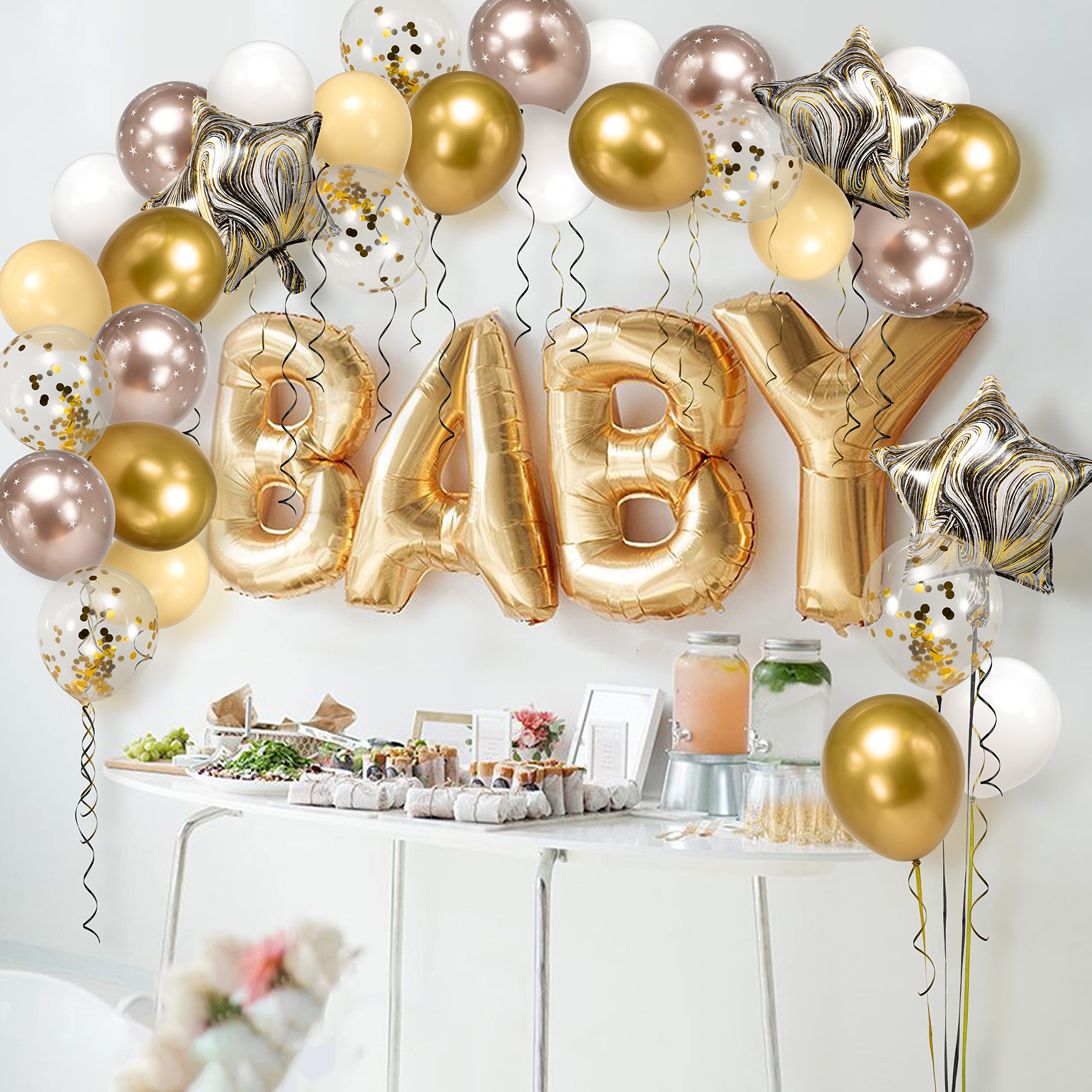 Decor365 Champagne Gold BalloonsGarland Gold Party Decoration Confetti Metallic Balloons for Birthday Bridal Shower Bachelorette Baby Shower Anniversary New Year Eve NYE Party Supplies