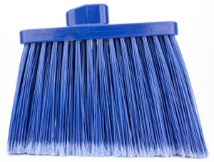 sparta plastic broom head, angled, flagged for small debris indoor, outdoor, home, restaurant, lobby, office, 12 inches, blue