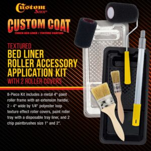 Custom Shop Texture Paint & Bedliner Roller Accessory Application Kit with Chip Brushes, Roller Frame, 2 Roller Covers, Tray & Liner - Roll-On Custom Coat Truck Bed Liner Coating Create Texture Effect