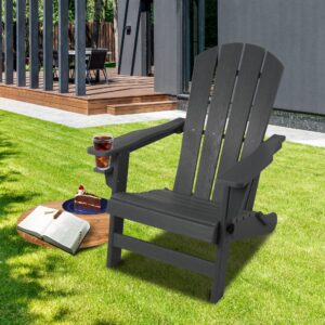 Kozyard Folding Adirondack Chair, Patio Outdoor Chairs, HDPE Plastic Resin Deck Chair, Painted Weather Resistant, for Deck, Garden, Backyard & Lawn Furniture, Fire Pit, Porch Seating (Gray)