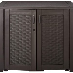 Rubbermaid 123-Gallon Storage Deck Box and Suncast 33-Gallon Trash Can Outdoor Storage Bundle