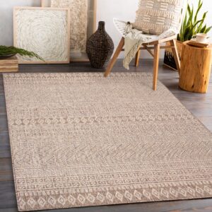 HOMEGNOME Indoor Outdoor Boho Vintage Area Rug (Stain Resistant, Easy to Clean, Washable, Non Shedding) (8'x10', Natural Neutral)