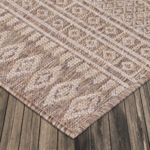 HOMEGNOME Indoor Outdoor Boho Vintage Area Rug (Stain Resistant, Easy to Clean, Washable, Non Shedding) (8'x10', Natural Neutral)