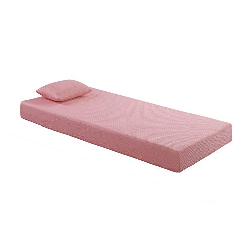 Lexicon Valente 7-Inch Gel-Infused Memory Foam Mattress Set, Twin, Pink