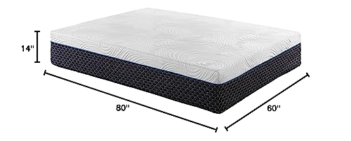 Lexicon Rischitelli 14-Inch Latex Micro Coil Hybrid Mattress, Queen, White