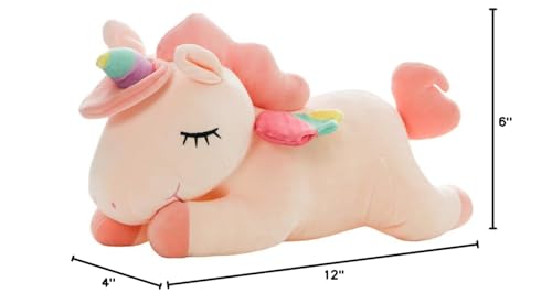 hitoshe Unicorn Stuffed Animals, Soft Unicorn Plush Hugging Pillow Toy Gifts for Kids (Pink, 12 in)