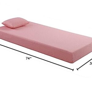 Lexicon Valente 7-Inch Gel-Infused Memory Foam Mattress Set, Twin, Pink