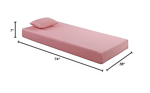 Lexicon Valente 7-Inch Gel-Infused Memory Foam Mattress Set, Twin, Pink