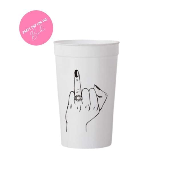 Bach Bride Bachelorette Party Decorations Ring Finger Reusable Cups - 12 Stadium Cups | Bridal Shower Gift, Bridesmaid Favors