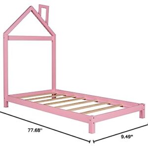 Merax Twin Kids Bed House Shaped Low Beds, Wood Platform Bed Frame for Girls,No Box Spring Needed,Easy Assemble (Twin,Pink