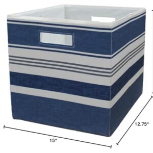 Deahun Better Homes & Gardens Fabric Cube Storage Bins (12.75" x 12.75"), Washed Indigo, 2 Pack (Indigo)