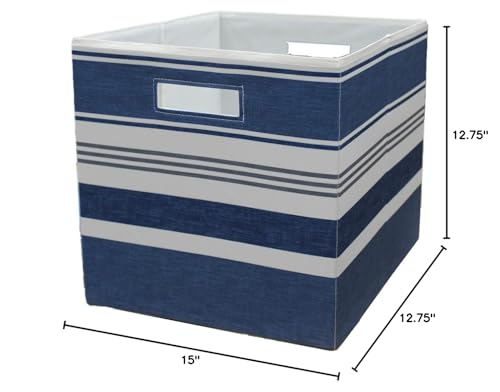 Deahun Better Homes & Gardens Fabric Cube Storage Bins (12.75" x 12.75"), Washed Indigo, 2 Pack (Indigo)