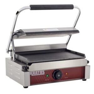 Kratos Commercial Electric Panini Sandwich Grill with Smooth Plates, 14" x 9" Cooking Surface, Commercial Countertop Panini Press, 120V, 1750W (29Y-021)