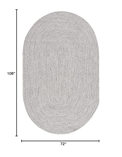 SAFAVIEH Braided Collection Area Rug - 6' x 9' Oval, Grey & Ivory, Handmade Farmhouse, Ideal for High Traffic Areas in Living Room, Bedroom (BRA201F)