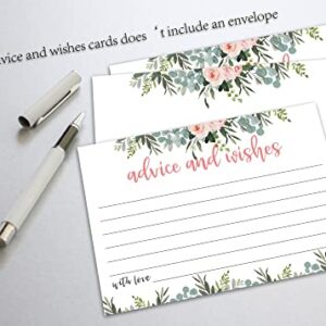 Greenery Floral Advice And Wishes Cards, Blank Well Wishes for Wedding, Bridal, Mr and Mrs, Retirement, Baby Shower Graduation Party,Rehearsal Dinner, Words of Wisdom, 25 Cards (bb002-JYK 002)