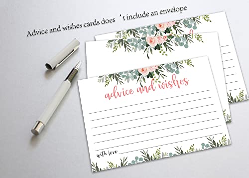 Greenery Floral Advice And Wishes Cards, Blank Well Wishes for Wedding, Bridal, Mr and Mrs, Retirement, Baby Shower Graduation Party,Rehearsal Dinner, Words of Wisdom, 25 Cards (bb002-JYK 002)