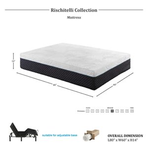 Lexicon Rischitelli 14-Inch Latex Micro Coil Hybrid Mattress, Queen, White