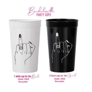 Bach Bride Bachelorette Party Decorations Ring Finger Reusable Cups - 12 Stadium Cups | Bridal Shower Gift, Bridesmaid Favors