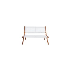 safavieh outdoor collection kobina natural acacia wood/white rope foldable bench