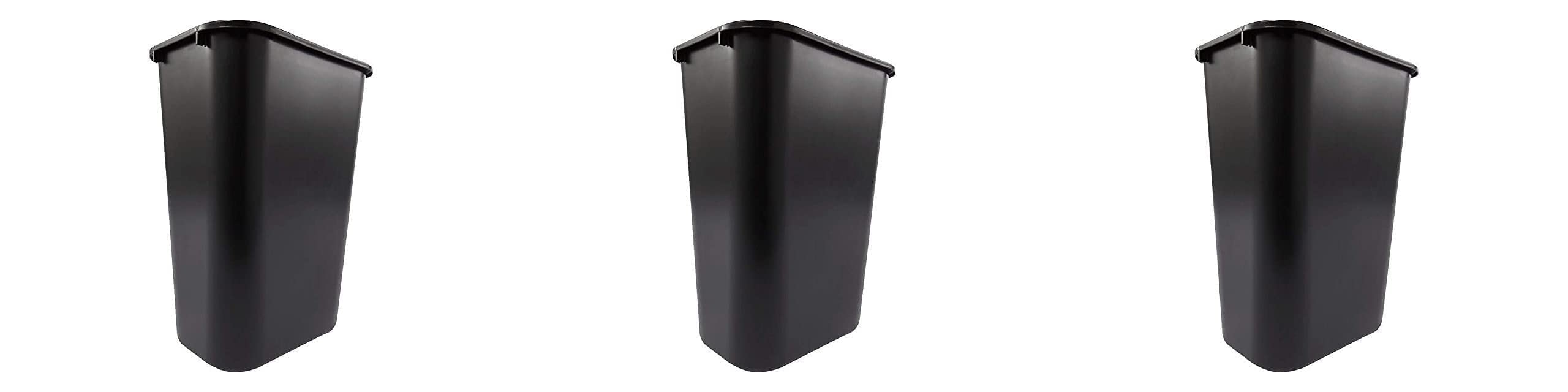 Rubbermaid Commercial 295700BK Deskside Plastic Wastebasket, Rectangular, 10 1/4 gal, Black (3)