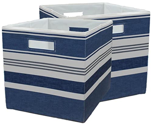 Deahun Better Homes & Gardens Fabric Cube Storage Bins (12.75" x 12.75"), Washed Indigo, 2 Pack (Indigo)