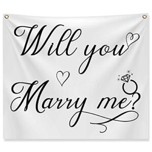 Will You Marry Me Tapestry Marry Me Sign Will You Marry Me Banner Wall Hanging Hand Lettering Engagement Decorations for Wedding Proposal Party Decor Bedroom Living Room Wall Backdrop 59.1 x 51.2 Inch