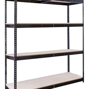 Shelving Inc. 24" d x 36" w x 84" h - 4-Shelf Black Heavy Duty Boltless Shelving Starter Unit - No Decking, Weight Capacity 1,400lbs Per Shelf