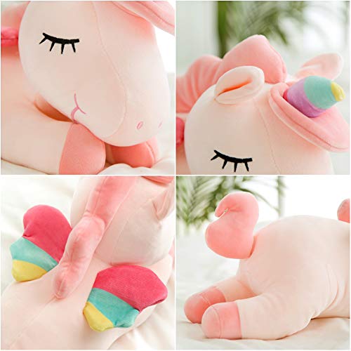 hitoshe Unicorn Stuffed Animals, Soft Unicorn Plush Hugging Pillow Toy Gifts for Kids (Pink, 12 in)