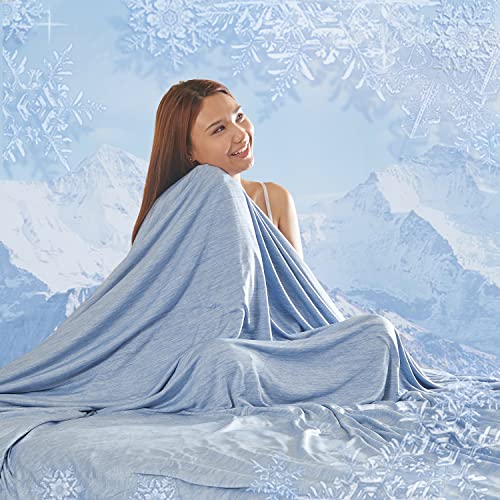 MH MYLUNE HOME Cooling Blanket for Hot Sleepers, Lightweight Thin Summer Blanket for Hot Flashes Night Sweates Sleeping,Arc-chill Cold Throw Blanket for Bed/Sofa,King Size, Blue