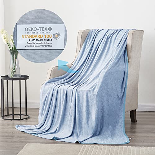 MH MYLUNE HOME Cooling Blanket for Hot Sleepers, Lightweight Thin Summer Blanket for Hot Flashes Night Sweates Sleeping,Arc-chill Cold Throw Blanket for Bed/Sofa,King Size, Blue