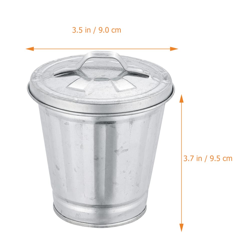 Gadpiparty Bin Bin 3pcs Mini Desktop Wastebasket with Lid Metal Table Flowerpot Countertop Trash Can Garbage Bin Rubbish Bucket Pencil Holder Pen Cup Makeup Brush Holder Metal Waste