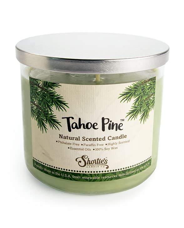 Tahoe Pine Scented Natural 3 Wick Candle, Essential Fragrance Oils, 100% Soy, Phthalate & Paraben Free, Clean Burning, 14.5 Oz.