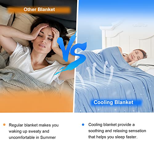 MH MYLUNE HOME Cooling Blanket for Hot Sleepers, Lightweight Thin Summer Blanket for Hot Flashes Night Sweates Sleeping,Arc-chill Cold Throw Blanket for Bed/Sofa,King Size, Blue