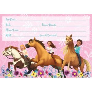 Unique Spirit Riding Free Horse Birthday Party Supplies Bundle includes 24 Party Invitations with Envelopes