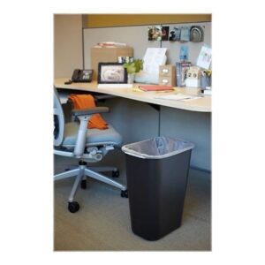 Rubbermaid Commercial 295700BK Deskside Plastic Wastebasket, Rectangular, 10 1/4 gal, Black (3)