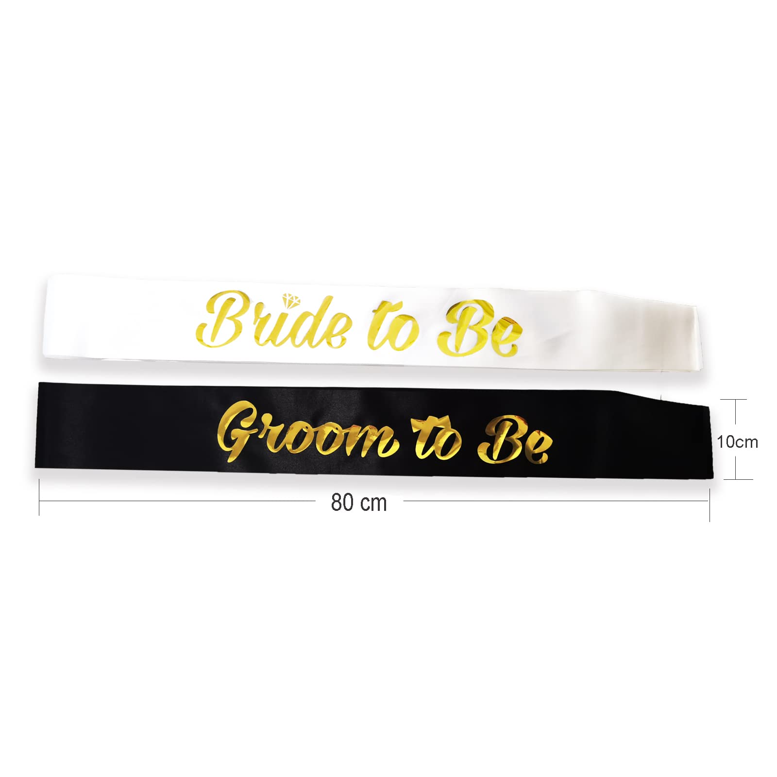 HAPRTY Bride to Be and Groom to Be Sash, 2 Pieces White and Black Bachelorette Sash for Bridal Shower Engagement Party Decorations Supplies