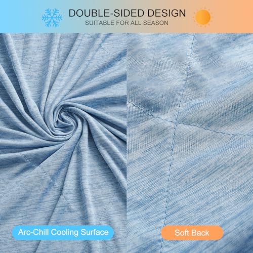 MH MYLUNE HOME Cooling Blanket for Hot Sleepers, Lightweight Thin Summer Blanket for Hot Flashes Night Sweates Sleeping,Arc-chill Cold Throw Blanket for Bed/Sofa,King Size, Blue