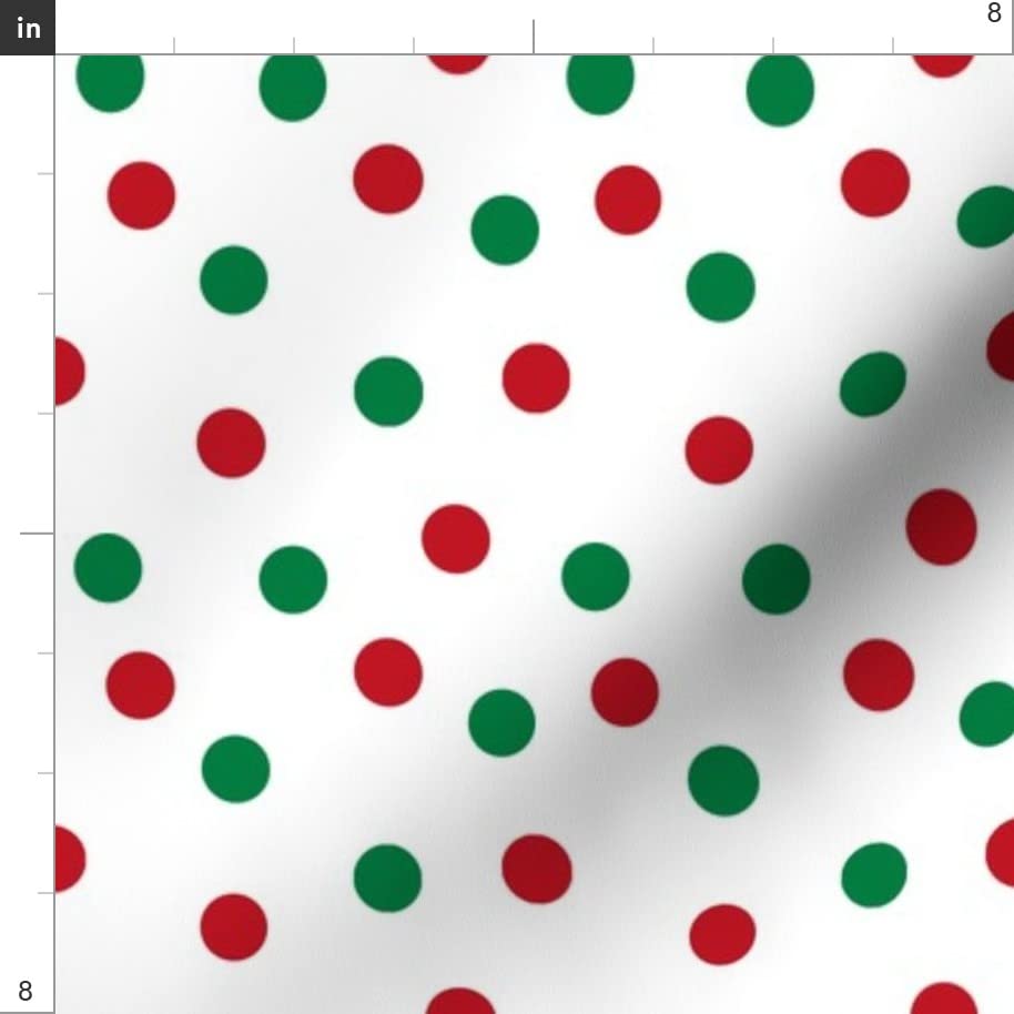 Spoonflower Fabric - Red Green White Polka Dots Christmas Holiday Celebrate Traditions Printed on Petal Signature Cotton Fabric by The Yard - Sewing Quilting Apparel Crafts Decor