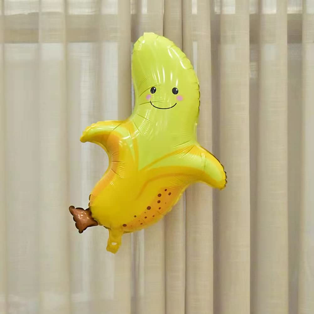 HORUIUS Banana Balloons Fruit Banana Foil Mylar Balloons for Baby Shower Banana Themed Party Birthday Decoration Supplies 28 inch 5PCS