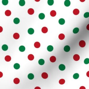 Spoonflower Fabric - Red Green White Polka Dots Christmas Holiday Celebrate Traditions Printed on Petal Signature Cotton Fabric by The Yard - Sewing Quilting Apparel Crafts Decor