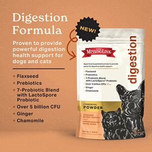 The Missing Link Digestion Superfood Supplement Powder for Dogs & Cats - Fiber, 7-Probiotic Blend + Chicory Root Prebiotic, Ginger, Chamomile - Supports Daily Digestive & Bowel Health - 1lb