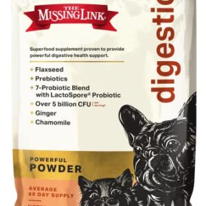 The Missing Link Digestion Superfood Supplement Powder for Dogs & Cats - Fiber, 7-Probiotic Blend + Chicory Root Prebiotic, Ginger, Chamomile - Supports Daily Digestive & Bowel Health - 1lb