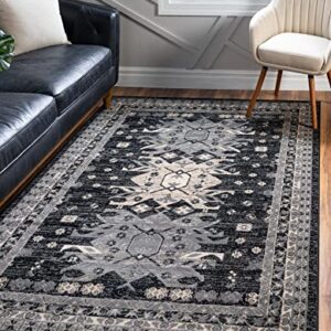 Rugs.com Heris Collection Rug – 9' x 12' Black Medium Rug Perfect for Living Rooms, Large Dining Rooms, Open Floorplans